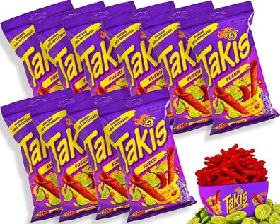 Takis Chips Fuego Chips Box Großpackung Vorrat Scharf Lecker 10er Pack 10 x 56 g