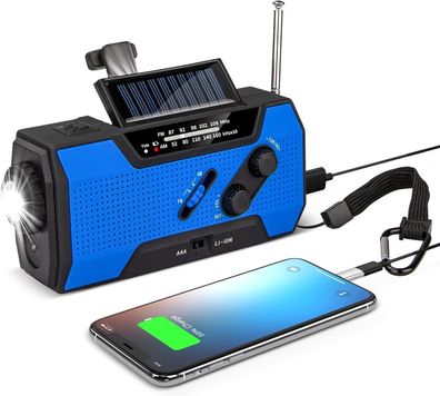 Qoosea Solar Radio Tragbar Kurbelradio Wiederaufladbar Dynamo 4000mAh 4 Modi SOS