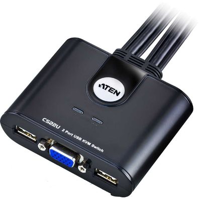 Aten CS22U KVM-Switch 2-fach, VGA, USB, mit Kabelfernbedienung