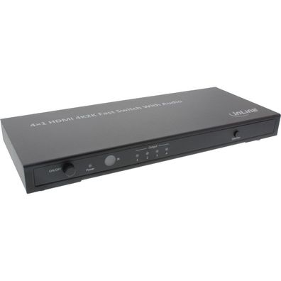InLine® 65017 HDMI Switch/Umschalter, 4-fach, 4Kx2K kompatibel mit Audio out