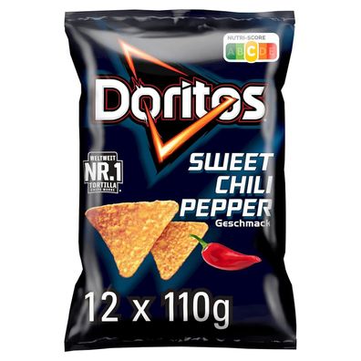 Doritos Sweet Chili Pepper Tortilla Nachos mit süßem Chili-Geschmack 12 x 110 g