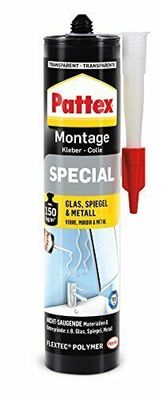 Pattex Montagekleber Special Innen Außen Glas Spiegel Metall Transparent 290g