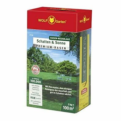 WOLF Garten Premium Rasen Neuanlage Schatten & Sonne LP100 3820040 100 m² 2 kg