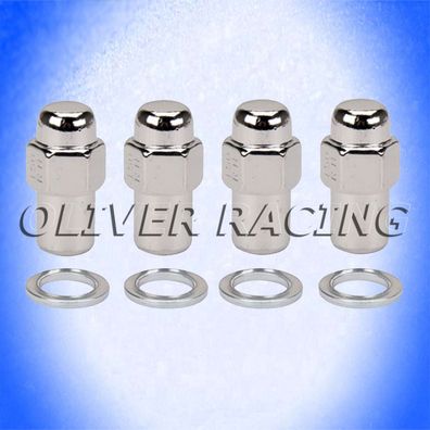 Radmuttern 1/2"-20 Set mit 4 Stück Stahl verchromt zylindrischer Ansatz 19 mm