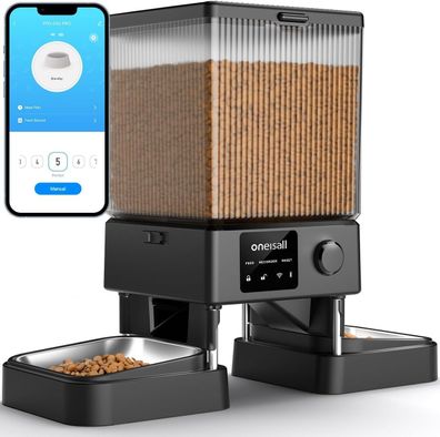 Oneisall 5L Futterautomat Katze 2 Näpfe 5G/2.4G WiFi Intelligenter Katzenfutter