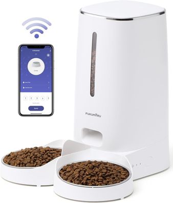 Fukumaru Futterautomat Katze 4L Katzenfutter Automat WiFi mit Doppelnäpfen