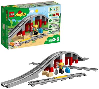 LEGO 10872 DUPLO Eisenbahnbrücke Schienen Zug Lok Funktionsstein Bauset 26 Teile