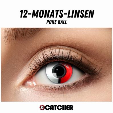 12 Monatslinsen Poke Ball Weiß Rot Motivlinse