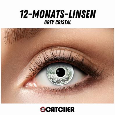 12 Monatslinsen Grey Cristal Weiß Grau Motivlinse