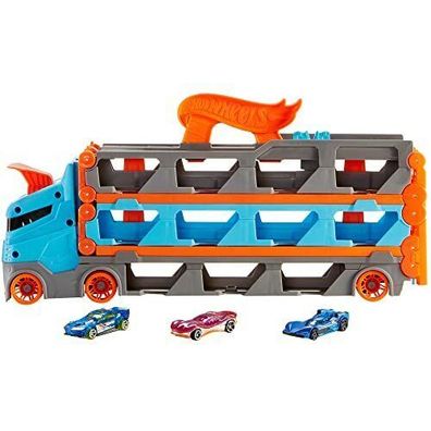 Hot Wheels HGH33 Rennbahn Transporter Aufbewahrung 3 Fahrzeuge Spielzeug