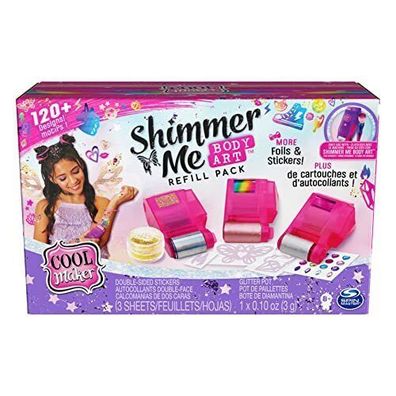 Cool Maker Shimmer Me Tattoo Nachféll Set 120 Aufkleber 3 Metallicfolien Glitzer