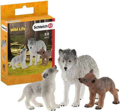 Schleich 42472 Wild Life Wolfsmutter mit Welpen Figuren Tiere Spielset