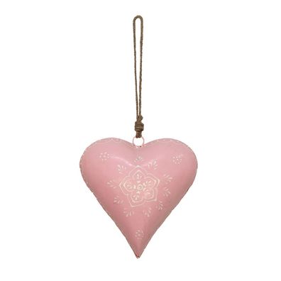 Clayre & Eef Weihnachtsanhänger Herz 20x6x20 cm Rosa Eisen (Gr. 20x6x20 cm)
