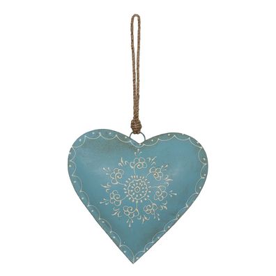 Clayre & Eef Weihnachtsanhänger Herz 20x20 cm Blau Eisen (Gr. 20x1x20 cm)