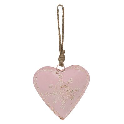 Clayre & Eef Weihnachtsanhänger Herz 12 cm Rosa Eisen (Gr. 12x2x12 cm)