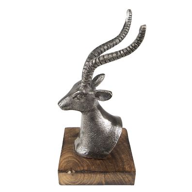 Clayre & Eef Figur Hirsch 18 cm Silberfarbig Aluminium (Gr. 10x8x18 cm)