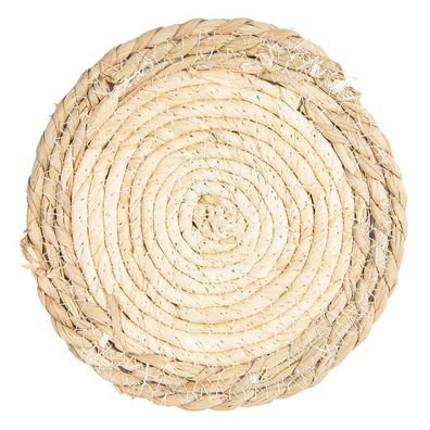 Clayre & Eef Pfannenuntersetzer Ø 18x1 cm Beige Seegras Rund (Gr. Ø 18x1 cm)