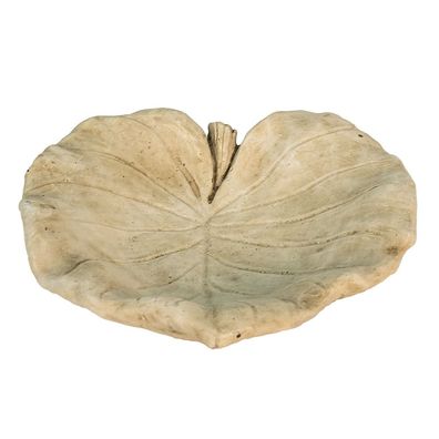 Clayre & Eef Vogelfutterbehälter Blatt 22x22x6 cm Beige Stein Oval (Gr. 22x22x6 cm)