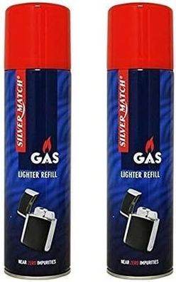 Silver Match Feuerzeuggas für Feuerzeuge und Flambierbrenner 2er Pack 2 x 300 ml