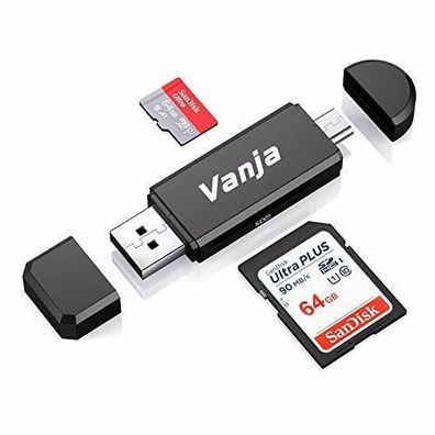 Vanja SD Micro Kartenleser OTG Adapter USB Speicherkartenleser SDXC SDHC MMC