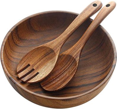 AOOSY Holz Salatschéssel und Salatbesteck Set Akazienholz Servierlöffel 30 cm