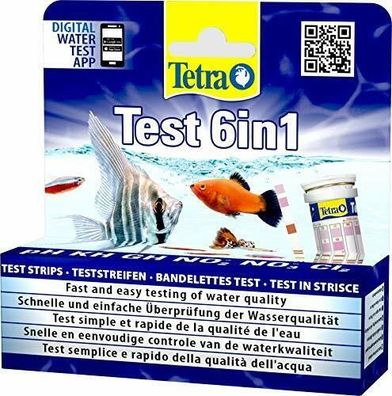 Tetra Test 6in1 Wassertest Aquarium pH Karbonat Wasserqualität 25 Teststreifen