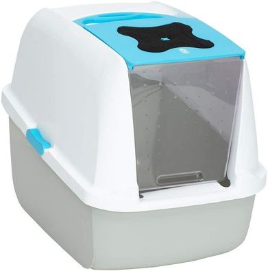 Catit 50701 Premium Katzentoilette Katzenklo Abdeckung Weiß Blau 43 x 57 x 50 cm