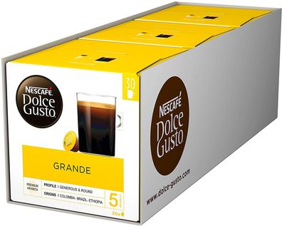 Nescafé Dolce Gusto Caffe Crema Grande Arabica Bohnen Vorratsbox 3 x 30 Kapseln