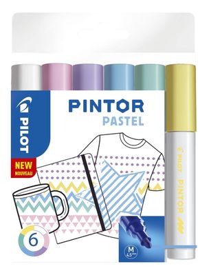 Pilot 4161S6P Kreativmarker Pintor Pastel - M, 6 Stück sortiert