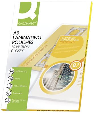 Q-Connect® KF04122 Folientasche - A3, 2x 80 mym, 100 Stück