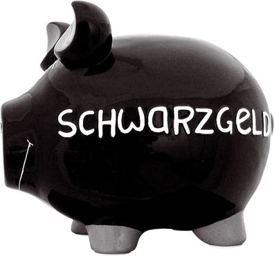 Spardose Schwein "Schwarzgeld" - Keramik, groß