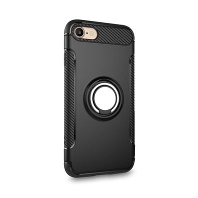 cofi1453® Premium HandyHülle Carbon Schwarz Dezente Schale Bumper Case Cover drehb
