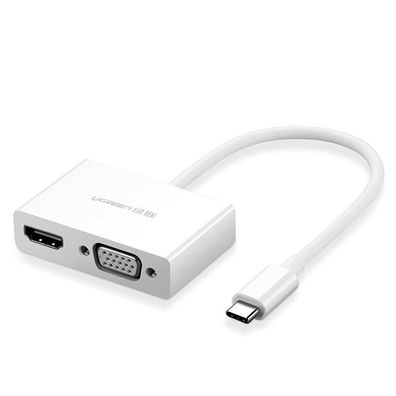 Ugreen Adapter Videokonverter USB Typ C - HDMI / VGA für TV Laptop PC weiß