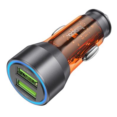 HOCO Autoladegerät 2 x USB QC 18W NZ12 transparent orange