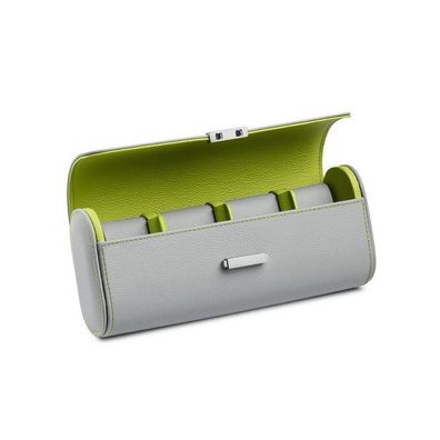 Scatola del Tempo - Pochette grey/green - Uhrenetui für 4 Uhren - grau