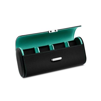 Scatola del Tempo - Pochette black/blue tiffany - Uhrenetui für 4 Uhren - schwarz