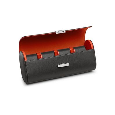 Scatola del Tempo - Pochette grey/orange - Uhrenetui für 4 Uhren - grau