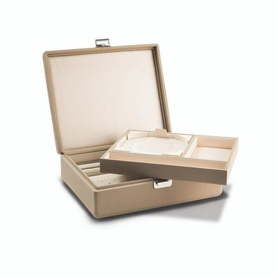 Scatola del Tempo Tesoro Grande beige Schmuckkästchen Leder