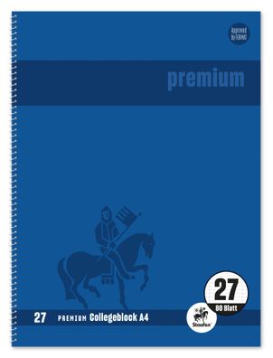 Staufen® 734451271 Collegeblock Premium LIN 27 - A4, 80 Blatt, 90 g/qm, blau,