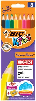 BIC KIDS Dreikant-Buntstifte SuperSoft, 8er Kartonetui