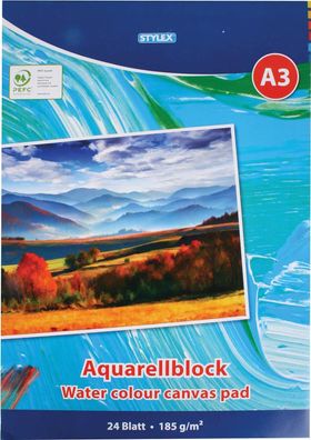 STYLEX® 28691 Aquarellblock - A3, 185 g/qm, 24 Blatt