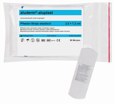 SÖHNGEN® 1009179 aluderm®-aluplast Pflaster-Stripes - elastisch, 2,5x7,2 cm, 50 Stück