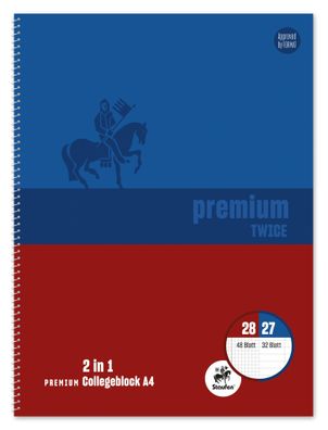 Staufen® 734500600 Collegeblock Premium LIN 27 + 28 - A4, 80 Blatt, Twice