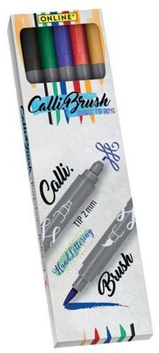 ONLINE® 19077 5 ONLINE® Calli. Brush Double Classic Brush-Pens farbsortiert