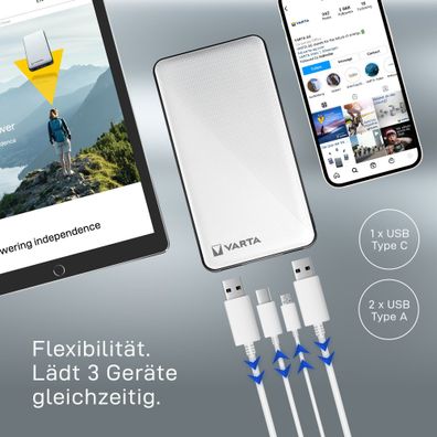 Varta 57976 101 111 Ladestation Power Bank Energy 10.000mAh weiß