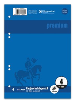 Staufen® 734033604 Ringbucheinlage Premium LIN 4 - A5, 90 g/qm, 50 Blatt