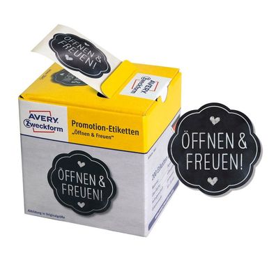 AVERY Zweckform 3845 Promotion-Etiketten "ÖffnenÖffnen&Freuen" schwarz