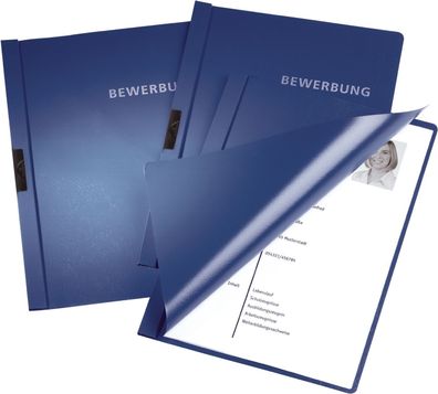 Durable 2244 07 Bewerbungsmappe mit Clip, Hart-/Weichfolie, A4, 30 Blatt, dunkelblau