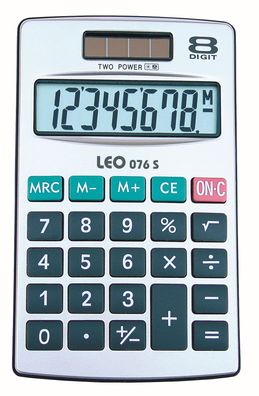 LEO® 076S Taschenrechner 076S - Solar-/Batteriebetrieb, 8-stellig, LC-Display,