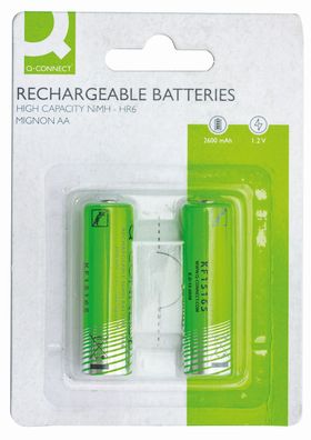 Q-CONNECT KF15165 Akku-Batterien Rechargeable - Mignon/AA/HR6, 1,2 V, 2 Stück